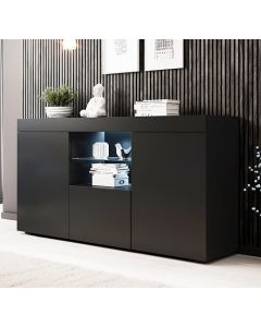 Buffet Salon modèle Natolia couleur noir mate 150 x 83 cm.