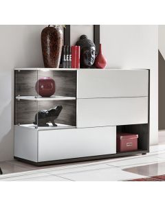 Buffet Salon modèle Odin couleur blanc et gris Sidney brillant