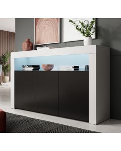Buffet Salon modèle Rialta couleur blanc et noir mate 155x91,5cm