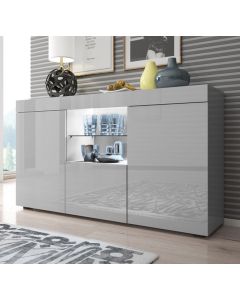 Bahut modèle Sefora couleur gris brillant 135x72cm.