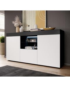 Buffet Salon modèle Sefora couleur noir et blanc mate 135x73cm.