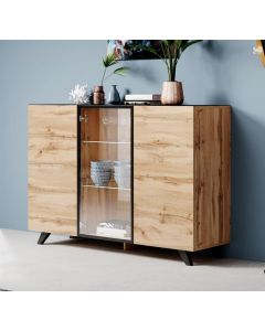 Buffet Salon modèle Vienna A2 en couleur chêne et noire mate