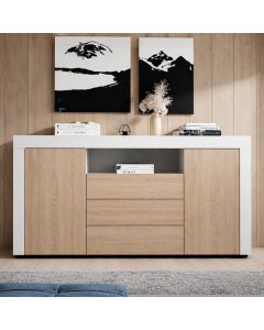 Bahut modèle Yanis couleur blanc et sonoma