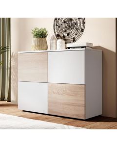 Buffet Salon modèle Zoel couleur blanc et sonoma mate