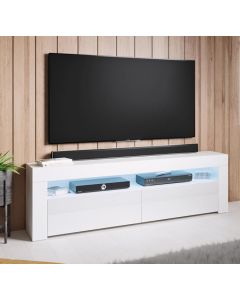 Meuble TV modèle Aker (140x50,5cm) couleur blanc brillant