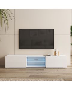 Meuble TV Blanc 160 cm avec pieds 2 cm Tibi
