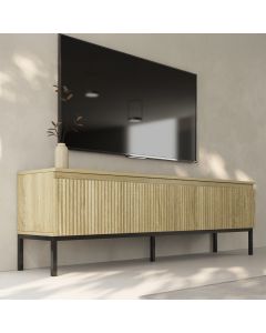 FRMeuble TV cannelé modèle Logan couleur Sonoma
