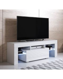Meuble TV modèle Elio (130x45cm) couleur blanc avec LED