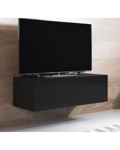 Meuble TV modèle Luke H1 (100x30cm) couleur noir brillant