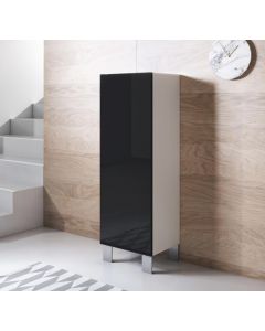 Armoire mural modèle Luke V1 (40x138 cm) couleur blanc et noir avec pieds en aluminium
