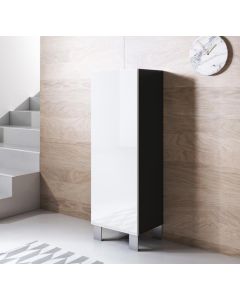 Armoire mural modèle Luke V1 (40x138 cm) couleur noir et blanc avec pieds en aluminium
