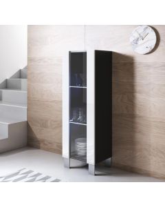 Vitrine modèle Luke V2 (40x138cm) couleur noir et blanc avec pieds en aluminium