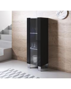 Vitrine modèle Luke V2 (40x138cm) couleur noir avec pieds en aluminium