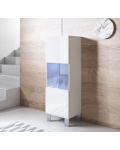 Vitrine modèle Luke V3 (40x138cm) couleur blanc avec pieds en aluminium