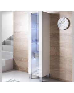 Vitrine modèle Luke V5 (40x177cm) couleur blanc avec pieds en aluminium