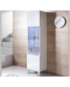 Vitrine modèle Luke V6 (40x177cm) couleur blanc avec pieds en aluminium