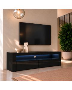 
Meuble TV modèle Aker (140x50,5cm) couleur noir brillant
