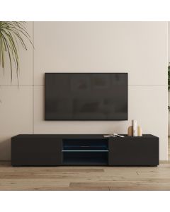 Meuble TV Noir 160 cm avec pieds 2 cm Tibi