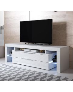 Meuble TV modèle Selma (160x53cm) couleur blanc brillant avec LED RGB
