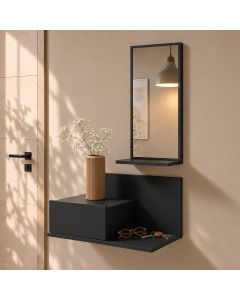 Mobile da ingresso Isabela con cassetto e specchio colore noir