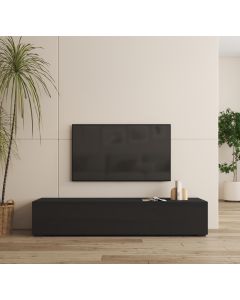 Meuble TV Noir 160 cm avec pieds 2 cm Nora H2