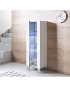 Vitrine modèle Luke V2 (40x138cm) couleur blanc avec pieds en aluminium