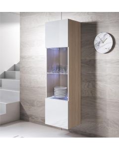 Vitrine murale modèle Luke V6 (40x165cm) couleur sonoma et blanc