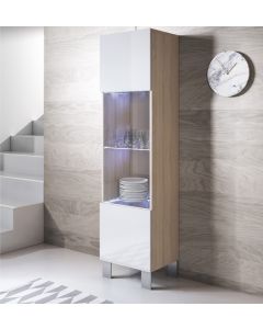 Vitrina modelo Luke V6 (40x177cm) color sonoma y blanco con patas de aluminio