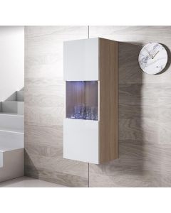 Vitrine murale modèle Luke V3 (40x126cm) couleur sonoma et blanc