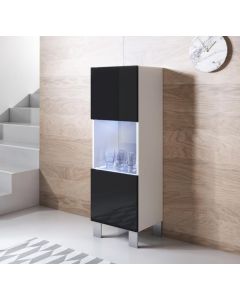 Vitrine modèle Luke V3 (40x138cm) couleur blanc et noir avec pieds en aluminium