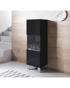 Vitrine modèle Luke V3 (40x138cm) couleur noir avec pieds en aluminium