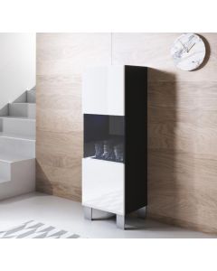 Vitrine modèle Luke V3 (40x138cm) couleur noir et blanc avec pieds en aluminium
