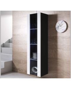 Vitrine murale modèle Luke V5 (40x165cm) couleur noir et blanc