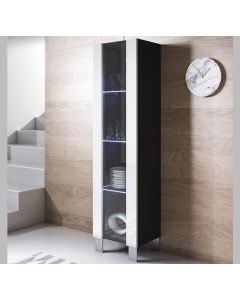 Vitrine modèle Luke V5 (40x177cm) couleur noir et blanc avec pieds en aluminium