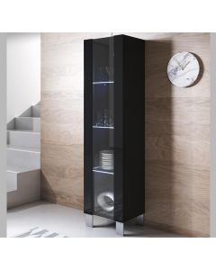 Vitrine modèle Luke V5 (40x177cm) couleur noir avec pieds en aluminium