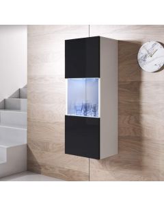 Vitrine murale modèle Luke V3 (40x126cm) couleur blanc et noir
