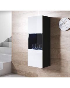 Vitrine murale modèle Luke V3 (40x126cm) couleur noir et blanc