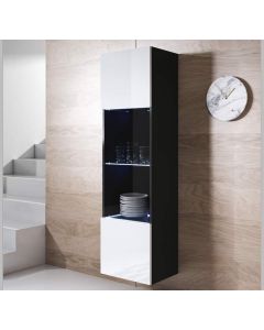 Vitrine murale modèle Luke V6 (40x165cm) couleur noir et blanc
