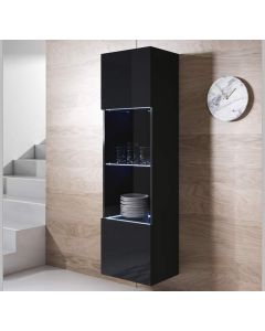 Vitrine murale modèle Luke V6 (40x165cm) couleur noir