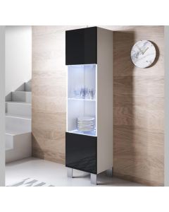 Vitrine modèle Luke V6 (40x177cm) couleur blanc et noir avec pieds en aluminium