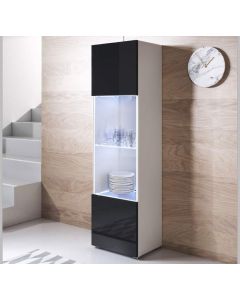 Vitrine modèle Luke V6 (40x167cm) couleur blanc et noir avec pieds standard