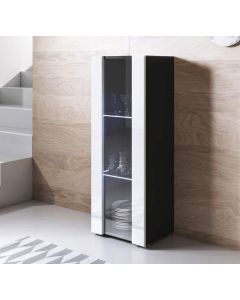 Vitrine modèle Luke V2 (40x128cm) couleur noir et blanc avec pieds standard