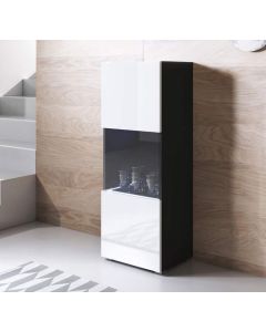 Vitrine modèle Luke V3 (40x128cm) couleur noir et blanc avec pieds standard