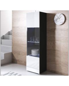 Vitrine modèle Luke V6 (40x167cm) couleur noir et blanc avec pieds standard