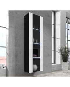 Vitrine murale modèle Nora V5 (40x170cm) couleur noire et blanche