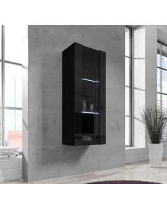 Vitrine murale modèle Nora V2 (40x126cm) couleur noire