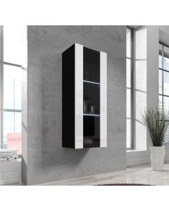 Vitrine murale modèle Nora V2 (40x126cm) couleur noire et blanche