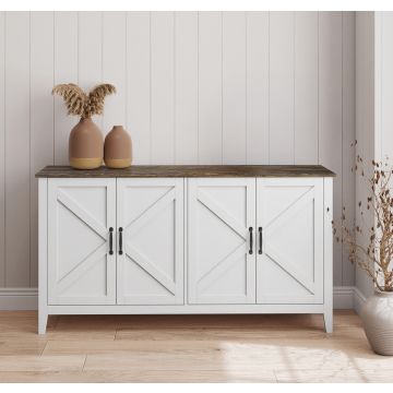 Buffet couleur Blanc et Chêne Rustic 140 cm Olivia