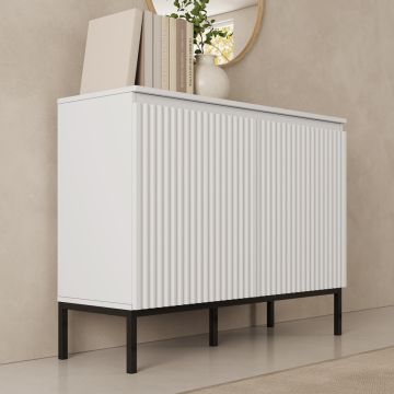 Buffet cannelé modèle Logan 2 portes couleur Blanc