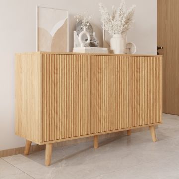 Buffet couleur Chêne Alba 120 cm avec portes cannelées Renzo